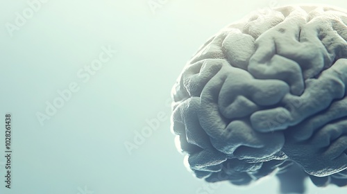 Human brain and neural pathways on a pale background