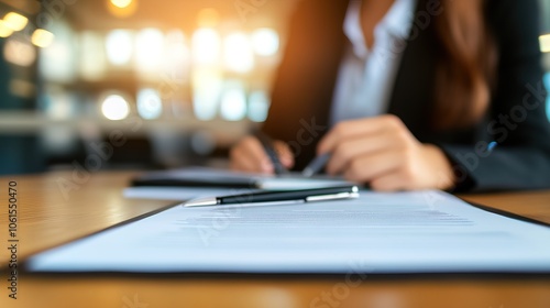 HR manager reviewing employee complaint documents at an office desk