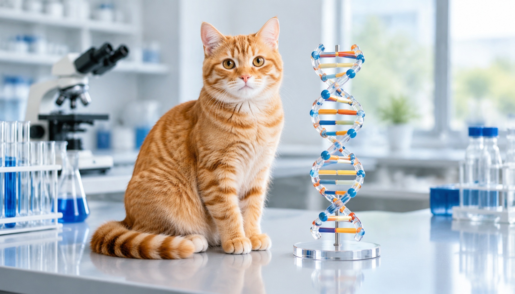 橘猫与基因双螺旋 示例图片