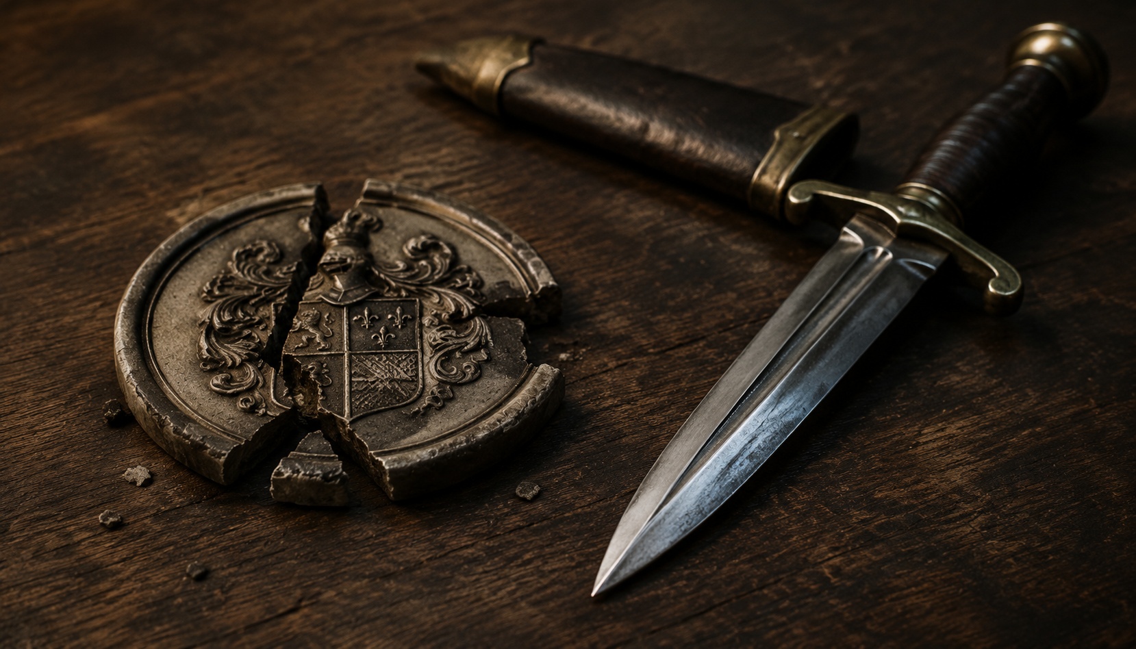 A broken family crest seal next to sample image