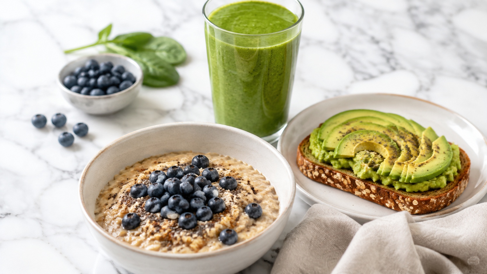 Oatmeal with blueberries, avocado sample image