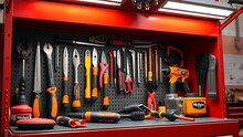 Organized toolbox with neatly arranged insulated tools