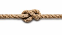 Single jute rope knot on a white background